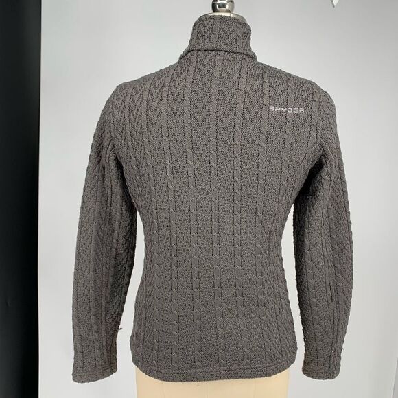 SPYDER major gray sweater jacket cable full zip Sz small s - Picture 3 of 9